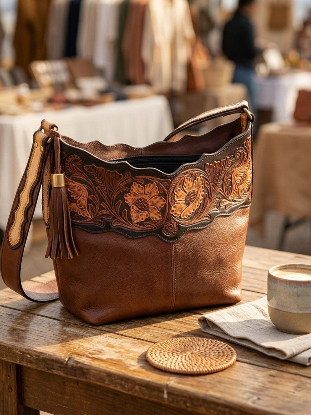 American Darling Sunlit Floral Leather Shoulder Bag - Picture 2 of 7